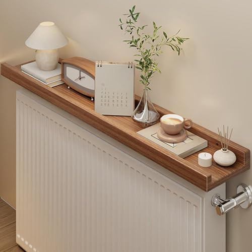 SXKLLYX Heizungsregal Holz, Heizkörperregal, Aufbewahrung und Dekoration Heizung Ablage für Schlafzimmer, Erhöhte Seiten, Tragkraft 20kg(Brown,60 * 12 * 4cm/24 * 5 * 1.6in)