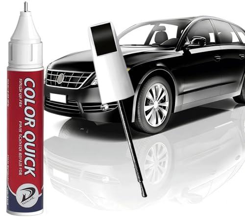 LEMONSTONE Lackstift Auto Schwarz Glänzend, 12 ml, Kratzer Reparatur | Autolack Reparaturstift, Pinsel und Spitze, schnelltrocknend wetterfest, für Autos, Motorräder und Felgen