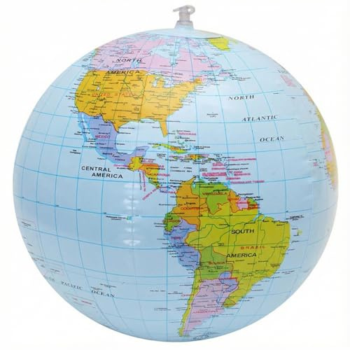 YIPFEN 1 Pcs 16 Zoll Erde Globus Weltkugel aufblasbar Geographie Weltkarte Wasserball aufblasbar für Garten Strand Pool Wissenschaft Geographie Bildung
