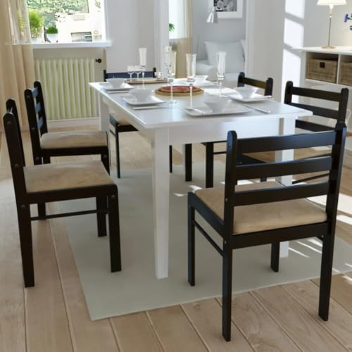 RMIHSJG 6 Esszimmerstühle Braun Massivholz Samtbezug Klassische Stil Holzstühle mit Gummibaumholz Gestell und Polsterung für Küche Essbereich