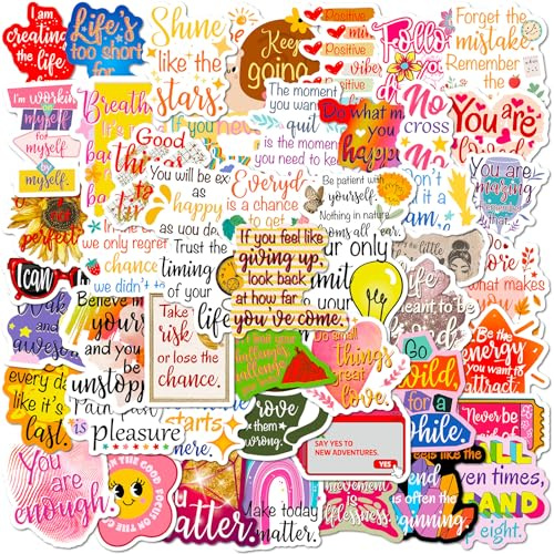100 Pack Aesthetic Stickers, Waterproof Vinyl Decals for Water Bottle, Laptop, Journal, Scrapbook | Cute Cartoon Watercolor Design Sticker Pack,Unique Gift Ideas for Girls,Teens,Women,Adults (Style F)