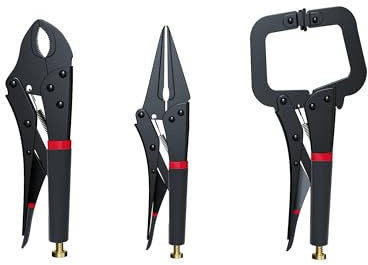 X-UP Gripzangen Set – 3er Set Multifunktionale Zangen (Flachzange, C-Verschlusszange, Klemmzange) für präzise Arbeiten – Locking Pliers, Standard Pliers für Heimwerker, Elektriker, Schweißer & Mechan
