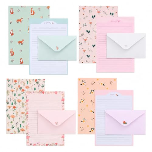 72 Pcs Writing Paper and Envelopes Sets, Writing Set with 4 Styles