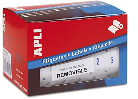 APLI 10084 rulle etiketter självhäftande 12 x 18 mm, vit