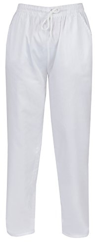 Vita byxor/byxor, för kockar, målare, dekoratörer, unisex, polybomull, tillgängliga storlekar: S, M, L, XL. INS01W