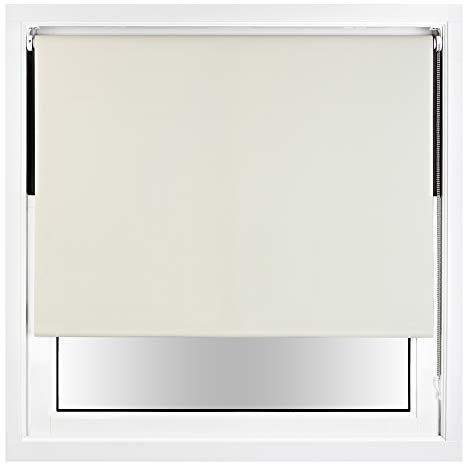 FURNISHED Blackout Roller Blind with Metal Fittings Trimmable Insulated Thermal Fabric Heavy-duty Easy Install Brackets Window Roller Blinds - Cream, 60W x 165H cm