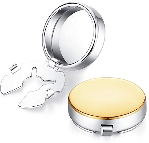 HONEY BEAR Herren Weiß Perle Schale Stein/Schwarz Achat Onyx Manschettenknöpfe Cufflinks Edelstahl Manschettenknopf, ButtonCuff Knopfclips für gewöhnliche Hemden,MEHRWEG (Gold)