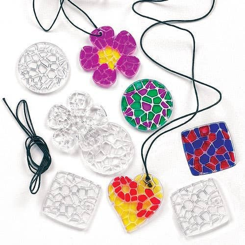 Baker Ross Kette mit Acryl-Anhängern Mosaik-Kristalle - Halskette - Schmuck für Kinder zum Basteln - 12 Stück