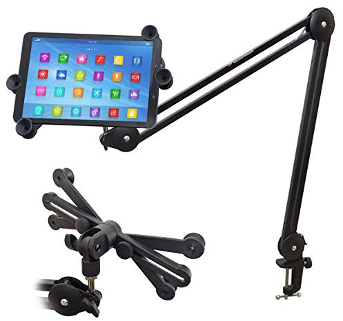 keepdrum Variable Tablet-PC iPad Halterung Passend für Tablet-Größen 7-14 mit MS138 Gelenkarm-Stativ
