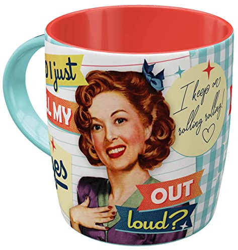 Nostalgic-Art Retro Kaffee-Becher - Say it 50's - Did I just roll my eyes out loud, Große Retro Tasse mit Spruch, Geschenk für Vintage-Fans, 330 ml 43063, 1 Stück (1er Pack)
