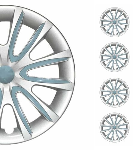 OMAC Radkappen 14 240 Grau Hellblau 4tlg | Radzierblenden, Radblenden, Einsatz, ABS