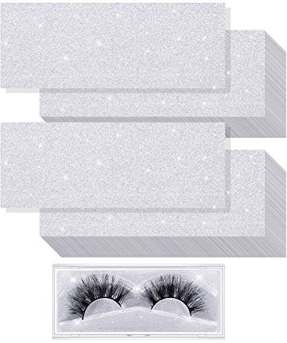 50 Pieces Eyelashes Box Internal Glitter Background Paper Rectangle Glitter Cardstock for False Eyelashes Storage Box Lashes Case Holder Makeup Cosmetic Container, No Eyelashes Box
