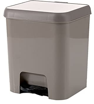 Baroni Home - Mülleimer auf Pedal, Mülleimer, Eimer aus Kunststoff mit weichem Verschluss, geruchlos, Abfalleimer für Küche, Bad, Büro beige 7 Liter, Maße 22 x 16 x 26 cm
