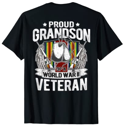 Proud Grandson Of World War 2 Veteran Dog Tags WW2 Military T-Shirt