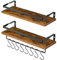 IBUYKE Floating Shelves, Wall Shelf Outdoor, 42x15x8 cm, Shelving Unit for Wall, Towel Holder 8 hooks, Kitchen Spice Rack, Storage Organiser Shelf for Bedroom, Bathroom, Living Room, Office RF-TM008S