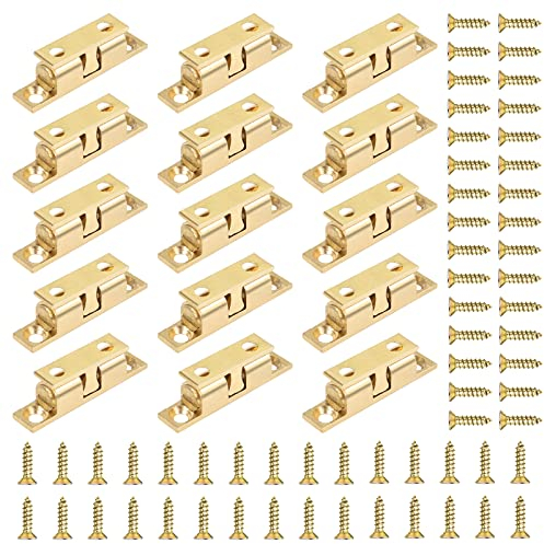 Bubuyun 15PCS Chiusura Scatto Serratura Chiavistelli per Porte Chiusura a Doppia Sfera Armadio Serratura in Ottone Chiusura a Sfera Regolabile Chiusura a Rullo a Doppia Sfera 32mm con 60 Viti