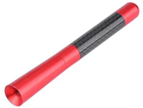 Autoantenne, Yosoo Universal Auto 12cm Kohlefaser Kurze Antenne FM Radio Antenne mit Schrauben Carbon Rot für Pkw Antenne Autoantenne Rot Autoantenne Sport Rot Kohlefaser Antenne Antenne(Roter Kohlens