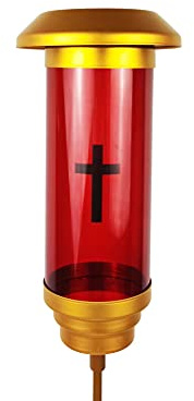 MANTENSING Solar Cross Cemetery Candle Holder and Lamp - Grave Lights for Cemetery