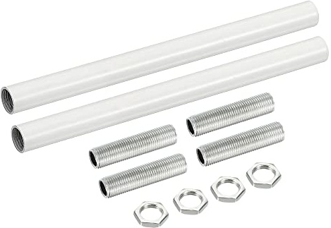 sourcing map 2 Set Verlängerungsstangensatz, Verbindungsmutter M10 150 mm / 3,94 Überwurfmutter mit Gewinderohr, Gewindeverlängerung, Weiß