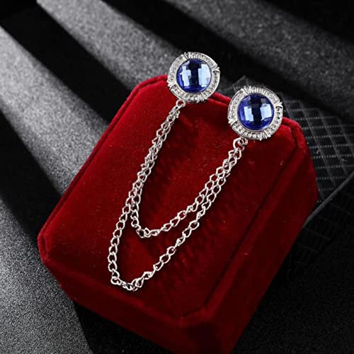 MAYIYAHO Retro Strass Runde Kristallkragen Anstecknadel mit Kette für Herren's Hemd Brosche Quaste Revers Pins Luxusschmuck Accessoires