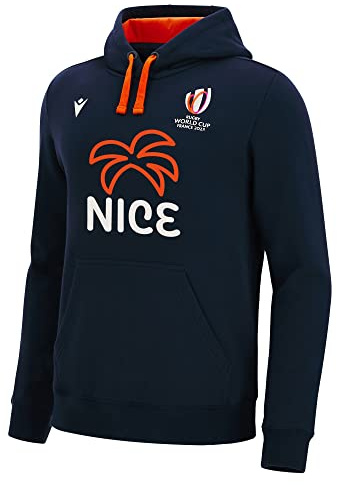 Macron Nice Rugby World Cup 2023 Kapuzenpullover, offizielles Lizenzprodukt, blau, Large