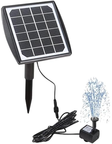 2 W 120 L/H Fontana Solare Pompa con 4 Ugelli, Pompa Solare Laghetto con Pannello, Mini Fontana da Giardino Pompa Acqua da Esterno per Vasca per Uccelli, Stagno, Piscina, Giardino, Acquario