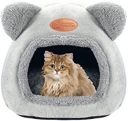 Katzenhöhle Katzenbett Waschbare Halbgeschlossen Katzenzelt Katzenkorb katzenhäuschen Betten zum Schlafen für Kleine bis Mittlere Größe Katze (LC-New-Katzen)