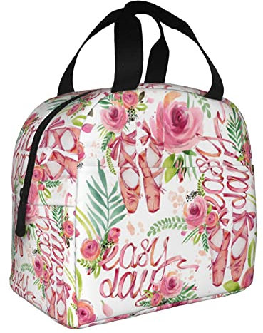 XVBCDFG Bolsas de almuerzo con estampado de zapatos de ballet para hombres y mujeres, fiambreras reutilizables aisladas, pequeñas bolsas de almuerzo Bento, f