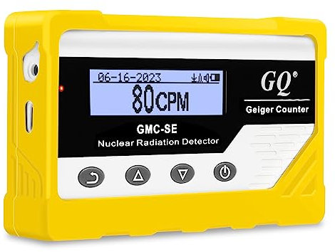 GQ GMC-SE Geiger Counter Radiation Detector Beta Gamma X-ray Portable Radiation Monitor Meter Digital Nuclear Radiation Dosimeter, Automatic Data Recording Device, Drop-Proof Silicone Case (Yellow)