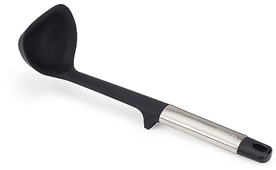 Joseph Joseph Elevate Louche de Cuisine en Silicone, sans BPA, Ustensile Antiadhésif, Résistant à la chaleur, Poignées Lestées en Acier Inox