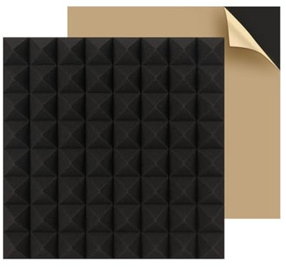 4 Stück Akustikschaumstoff, Schallschutzmatte, Hochdichte Schallabsorber Flammhemmendem Material Schallschutz wand im musikstudio(50x50x5cm/19.6x19.6x1.9,Black)