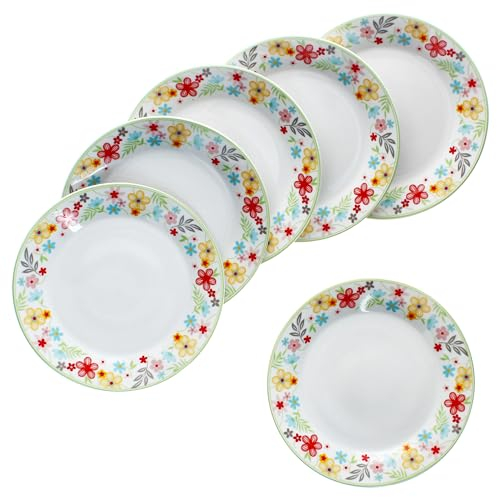 MamboCat Set di 6 piatti da torta Variant, in porcellana colorata per 6 persone, piccoli piatti colorati per insalata, dessert & Co. per colazione, pranzo, caffè e pane da sera