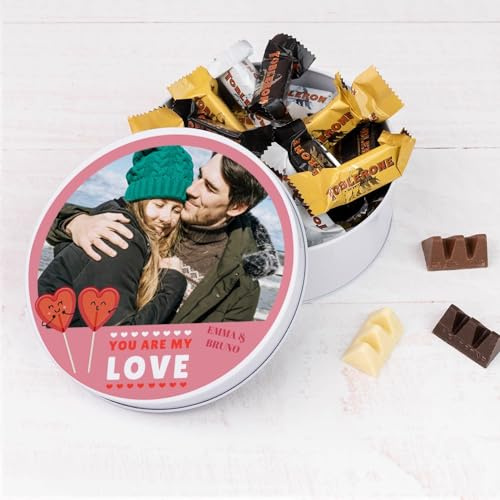 Wanapix | Caja de Chocolates para Regalar Personalizada | Surtido de Chocolatinas Incluido | Regalo Original San Valentín | 5x12 cm (850 ml) | Dulces Originales