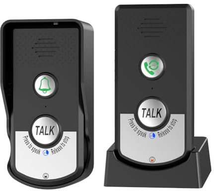 2 Way Wireless Intercom Doorbell, Voice Intercom Doorbells, Portable Handheld Intercomunicador Doorbell System Wireless for Home Security, Classroom, Hotel, Hospital, Business (Black)