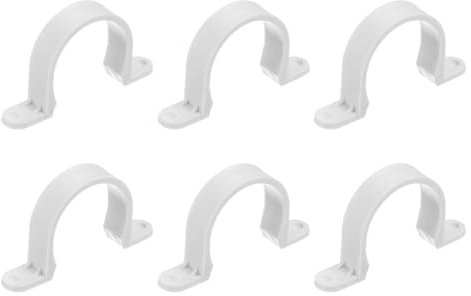 Sourcing Map 6Pcs PVC Pipe Straps, 50mm(2) Plastic Conduit Strap 2 Holes Mounting Bracket for Conduit and Cables, White