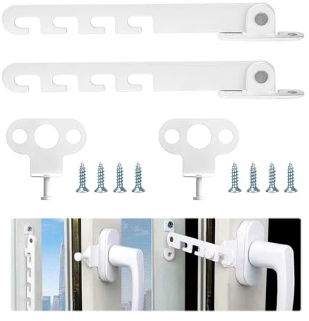 Fensterfeststeller Set, 2 Stücke Fensterstopper Fenster regler, Fensterriegel, Zuschlagschutz Fensterriegel Kippfensterschutz für Schiebefenster Normale Fenster