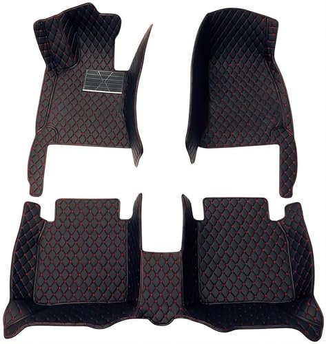 JLQFYWL Fussmatten Auto für Mercedes Benz E Class W124 1985-1995, wasserdichte rutschfeste Automatten Autoteppich Auto Deko Leder VollstäNdige Abdeckung, Auto Zubehör, Back-Red