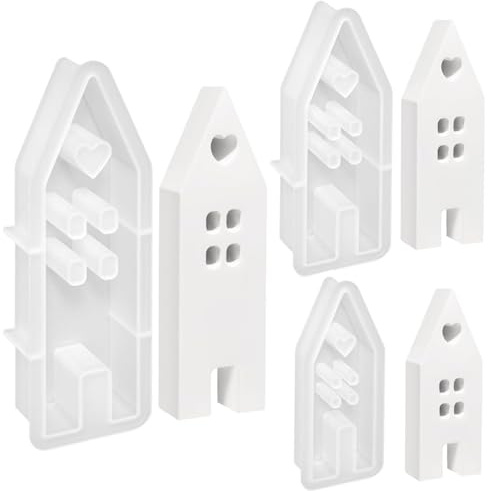 Bhina 3 Pezzi Stampo in Silicone per Case con Finestra Stampi in Silicone per Colata Case con Finestra Stampi per Candele in Cera di Soia Stampi in siliCone per la Casa, Sapone, Gesso, Artigianato