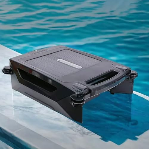 BDJSN Robot Limpiador De Superficies De Piscina, Skimmer Solar De Piscina De 400um con Luz Indicadora LED, Aspirador Automático De Piscina De 100㎡/3,4 L, Robot Inalámbrico De 2500MAh