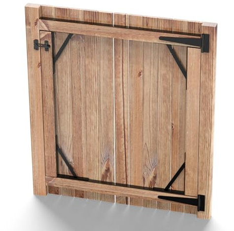 Zauntor-Rahmen-Set mit 25,4 cm robusten T-Scharnieren, T-Riemen-Scharnieren und dreieckiger Stützhalterung, Anti-Beschlag-Tor-Eckstrebe, Tor-Hardware-Kit für Holzzäune, Gartentür, Pooltür