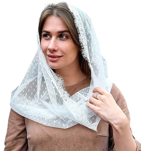 PEILINZE Brautschleier, eleganter russischer Schleier, Spitze, Mantilla-Schleier, für katholische Vintage, durchscheinende Kopfbedeckung, Hochzeit, Brautschleier, Kopftuch