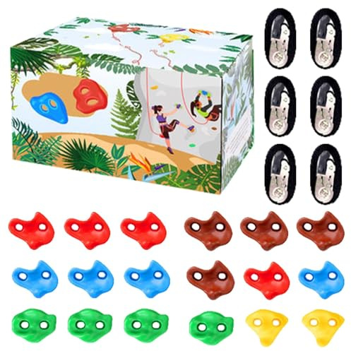 Salyeeluly Rock Climbing Holds,18X Climbing Kit Tree Climbing Holds - Indoor Climbing Wall, Playground Accessories, Kids Inside Rock Climbing Wall for Outdoor