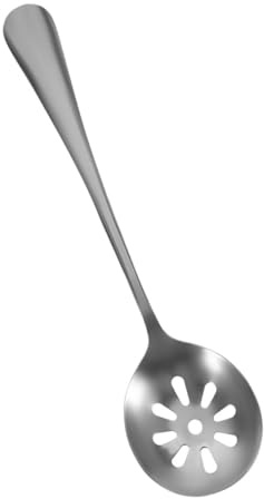 OKUMEYR Cuchara Ranurada Color Plata de Acero Inoxidable para Servir Aperitivos y Frutas Cocina, Compacta y Fácil de Guardar