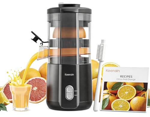 Keerain Electric Citrus Juicer Machine, Automatic Orange Lemon Lime Juicer with Cleaning Brush, Compact Fruit Juicer Squeezer for Efficient Juicing