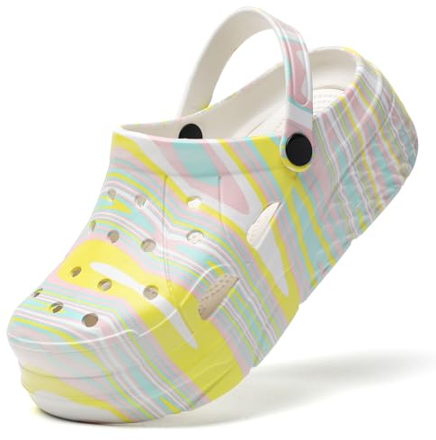 SECHRITE Zuecos de Plataforma para Mujer, Zapatos de jardín, Sandalias de Agua, Playa, Exteriores, Zapatos con Plantilla extraíble, Amarillo (Iridescent Yellow), 36 EU