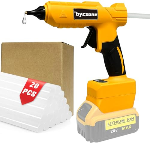 Cordless Glue Gun with 20pcs Glue Sticks (11 x 200mm), Compatible with Dewalt 20V MAX Battery, Hot Glue Gun for Crafting, DIY, Art, Home Repairs, Workshop, Classroom (Battery Not Included)