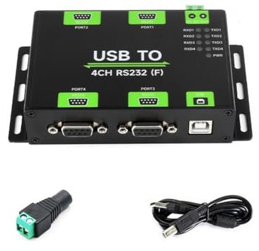 Rtauhife Convertidor USB Aislado Industrial A RS232 de 4 Canales Adaptador USB A Serie FT4232HL Chip Wind/Linux/Android, Puerto Hembra RS232