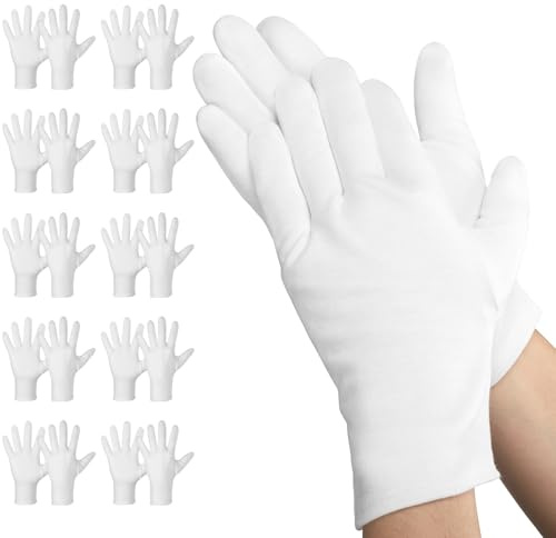 Einfa Baumwollhandschuhe Weiß - Cotton Gloves Handschuhe 20 Stück (10 Paar) 25cm - L Groß Weiße Handschuhe Baumwolle - Stoffhandschuhe Arbeitshandschuhe Fahrer Pförtner
