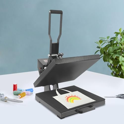 KiwiHood 38x38cm Heißpresse Maschine 1400W Professionelle Heat Press Maschine mit Digitalanzeige Temperatur & Timer Einstellbar für T-Shirts Taschen Keramik DIY Drucken Schwarz