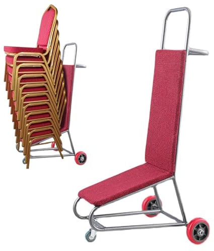 Chariot de Chaise Chariot de Transport pour Chaises de Banquet Empilables, Chariot de Transport Mobile pour Chaises à Roulettes, Chariot de Rangement à Roulettes pour 10 Chaises pour Mariage/église(Th